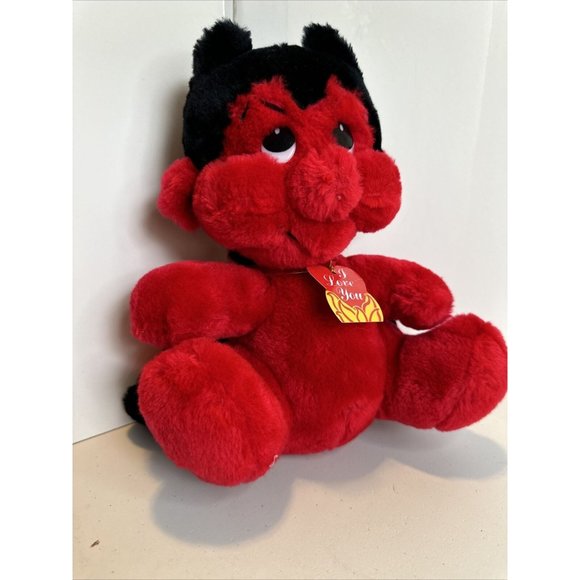 I Love You Devil by Wallace Berrie 9” Plush Stuffed Animal 1982 With Tag - Picture 11 of 13